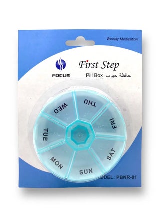 Round Weekly Pill Organizer – 7-Day Compact Pill Box with Secure Snap-Lock Lid – BPA-Free Plastic